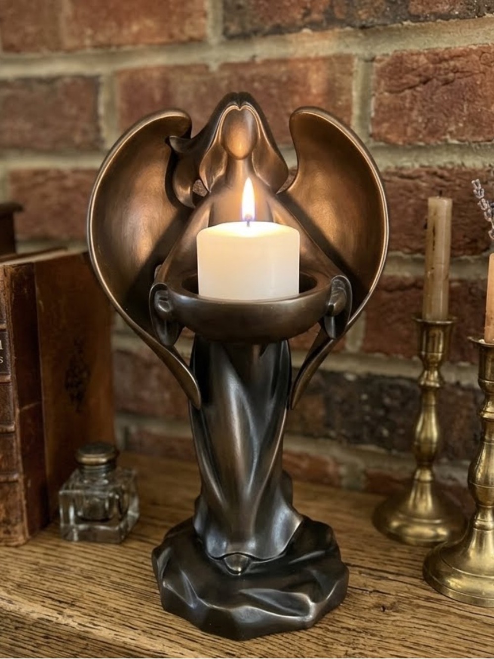 PartyLite Bronze Color Angel Tealight Holder. Excellent condition.